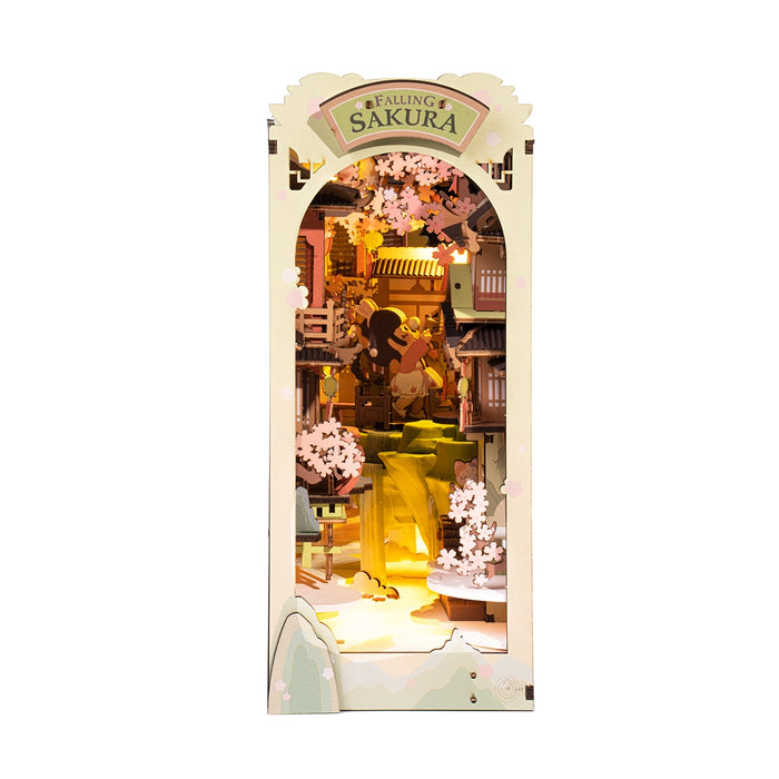 Kit di costruzione in legno Book Nook – Cascata di fiori di ciliegio 