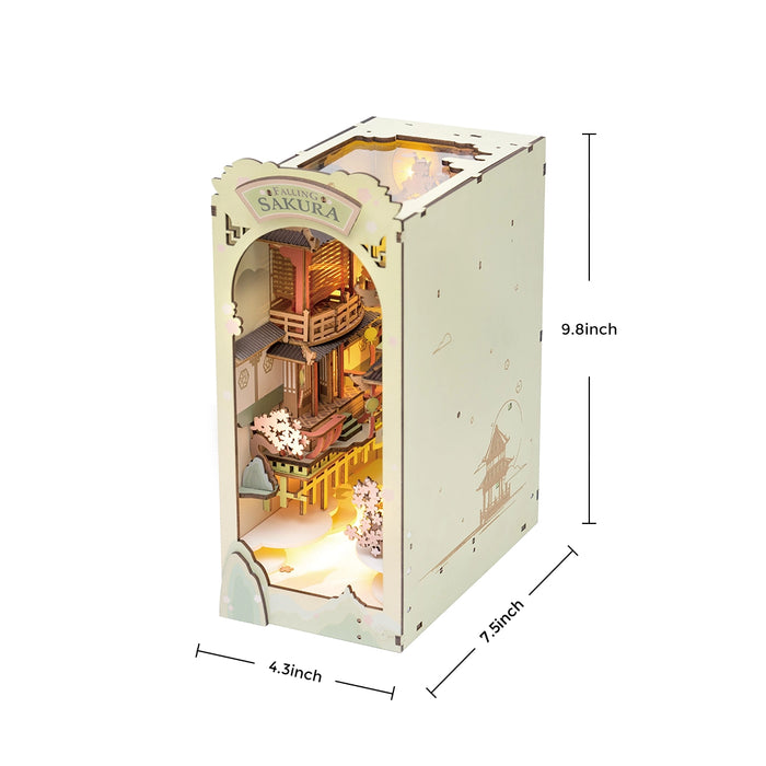 Kit di costruzione in legno Book Nook – Cascata di fiori di ciliegio 