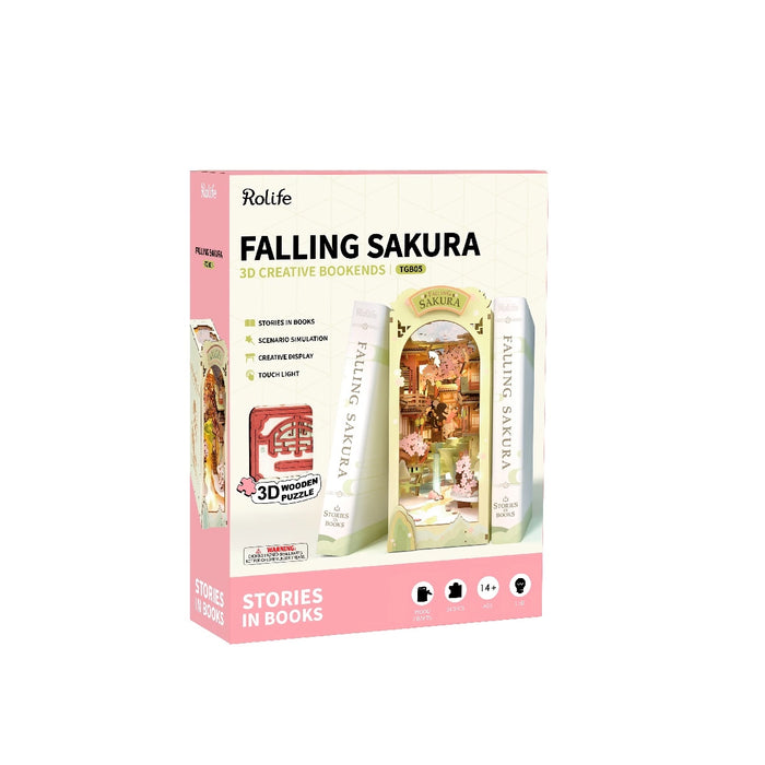 Kit di costruzione in legno Book Nook – Cascata di fiori di ciliegio 