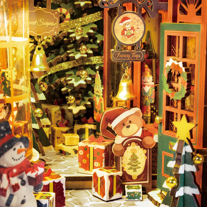 Kit de construcción de madera Book Nook – Calle de Navidad 