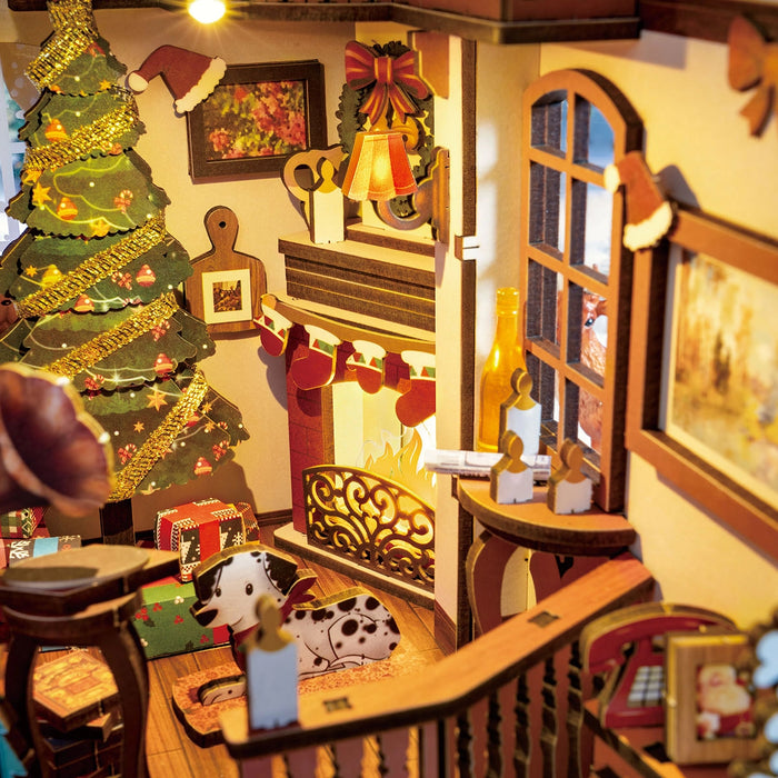 Book Nook Kit in legno – Scena natalizia interna 
