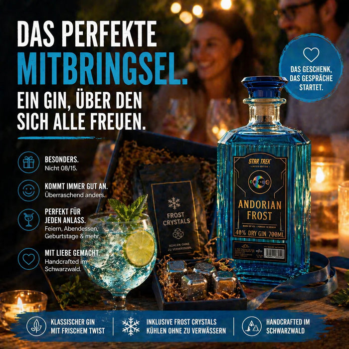 Set Star Trek Andorian Frost Gin con Cubitos de Hielo de Acero Inoxidable