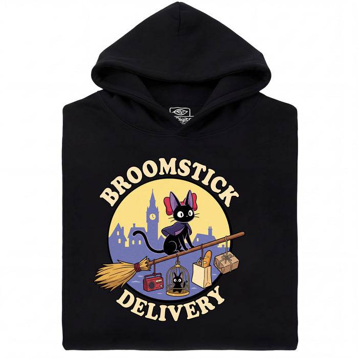 Broomstick Delivery - The Cat Takes Over the Delivery Service - Main view Hoodie Black