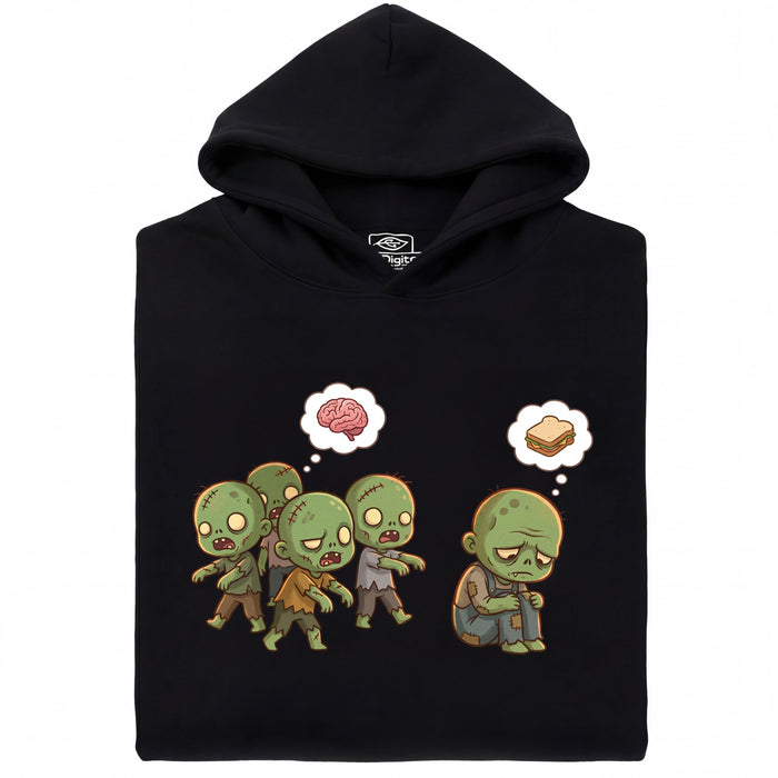 Zombie Vegetarian - Vista frontal Sudadera Negro