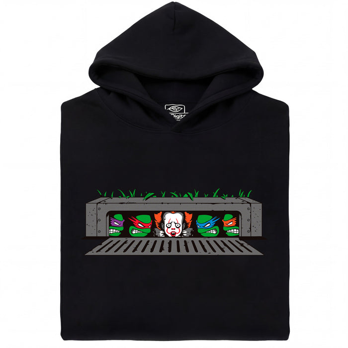 IT vs. Turtles - Vista principal Sudadera Negro