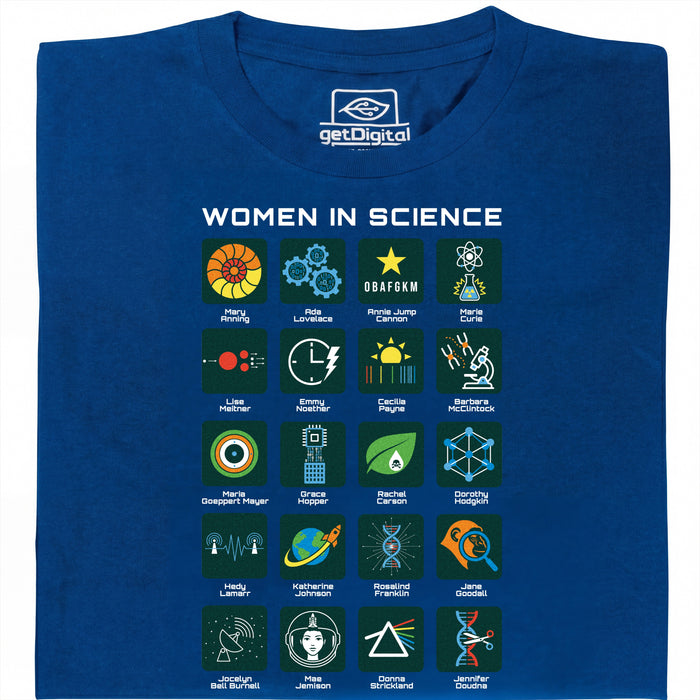 Women in Science - 20 Pioniere della Scienza - Vista principale T-Shirt Blu