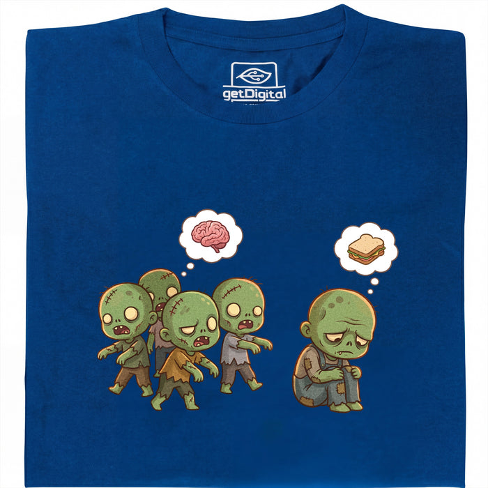 Zombie Vegetarian - Vista frontal Camiseta Azul