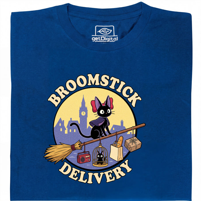 Broomstick Delivery - The Cat Takes Over the Delivery Service - Main view T-Shirt Blue