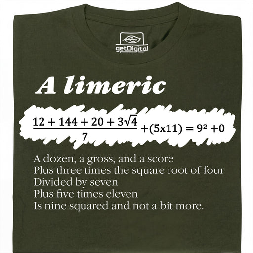 A Limerick - Poema matematico con equazione - Vista principale T-shirt Verde Scuro