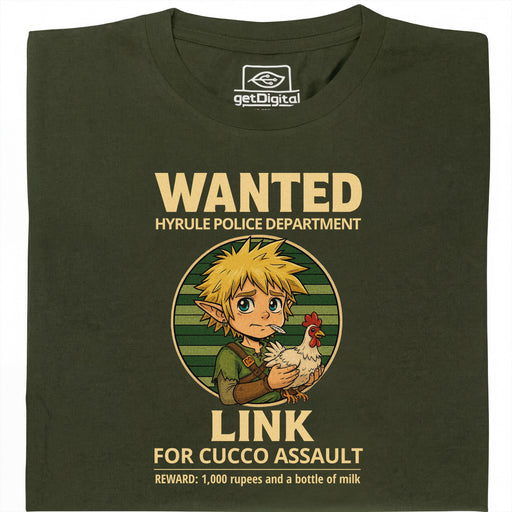 Wanted for Cucco Assault - Vista Principale T-Shirt Verde Scuro