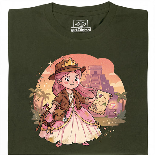 Nerdy Princess &amp; The Lost Temple - Vista principal Camiseta Verde oscuro