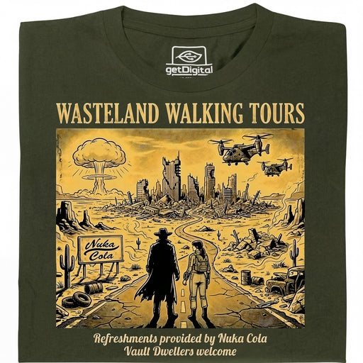 Wasteland Walking Tours - Hoofdweergave T-Shirt Donkergroen