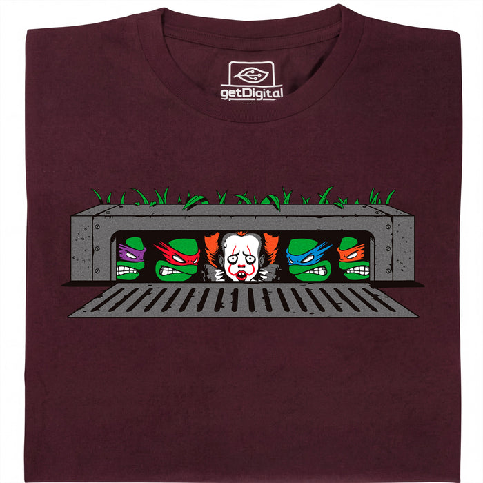 IT vs. Turtles - Vista principal Camiseta Rojo Oscuro