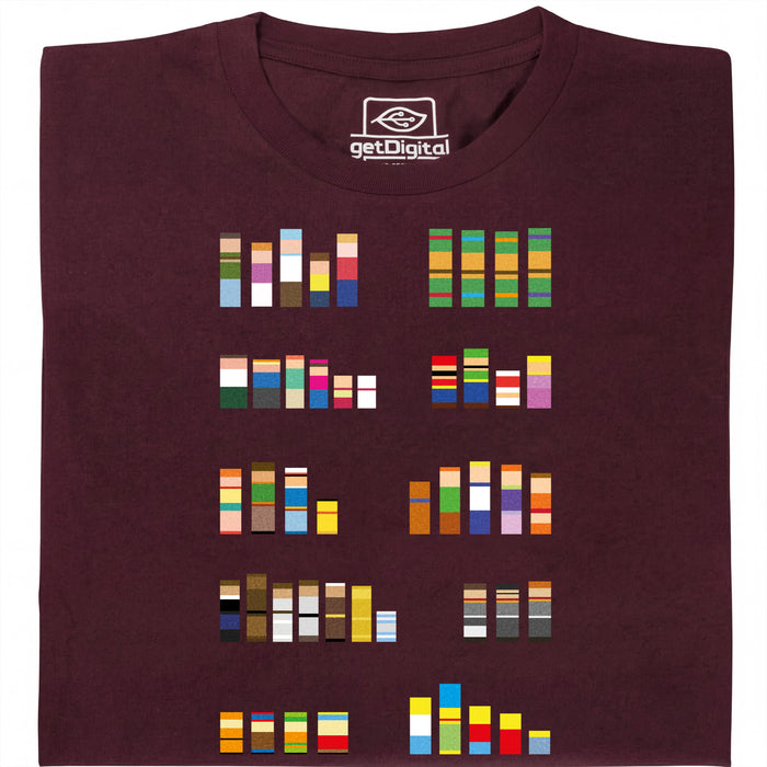 Pixel Legends of TV - Vista principale T-Shirt Rosso Scuro