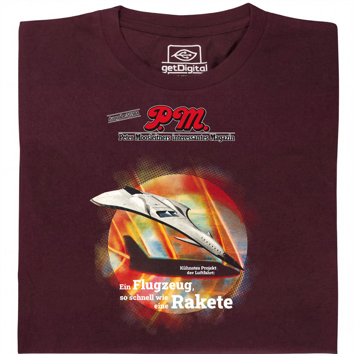 P.M. Magazine 3/1984 Avion comme Fusée - Vue principale T-Shirt Rouge Foncé