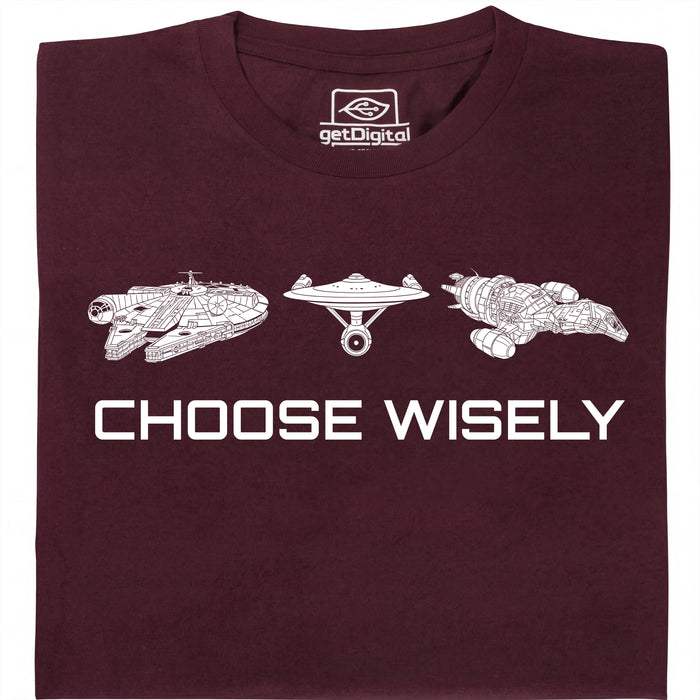 Choose Your Spaceship - Vista principale T-shirt Rosso scuro