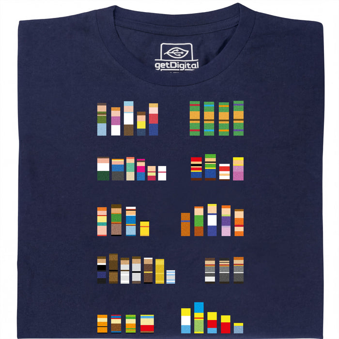 Pixel Legends of TV - Vista principale T-Shirt Blu Navy