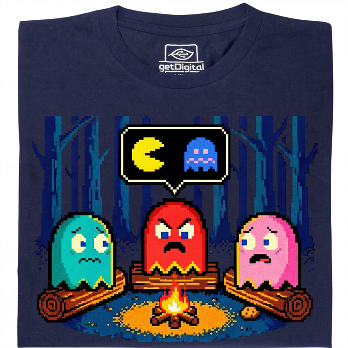 8-Bit Kampvuur - Vooraanzicht T-Shirt Marineblauw