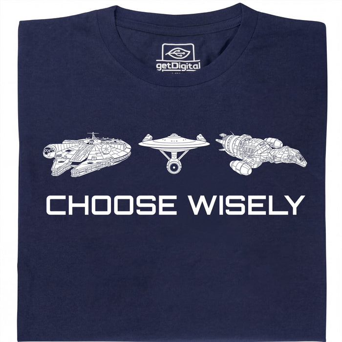 Choose Your Spaceship - Vista principale T-shirt Blu navy
