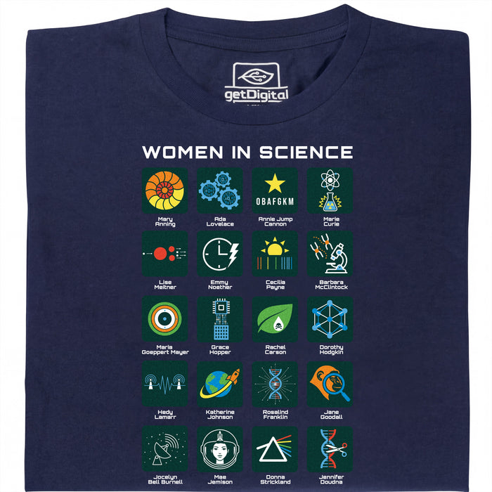 Women in Science - 20 Pioniere della Scienza - Vista principale T-Shirt Blu Marino