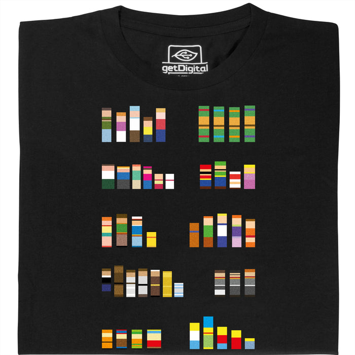 Pixel Legends of TV - Hauptansicht T-Shirt Schwarz