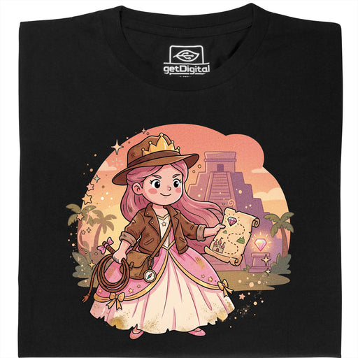 Nerdy Princess &amp; The Lost Temple - Vista principal Camiseta Negro