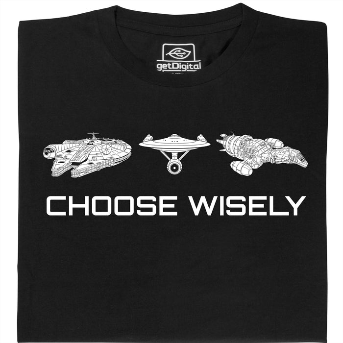 Choose Your Spaceship - Vista principale T-shirt Nero