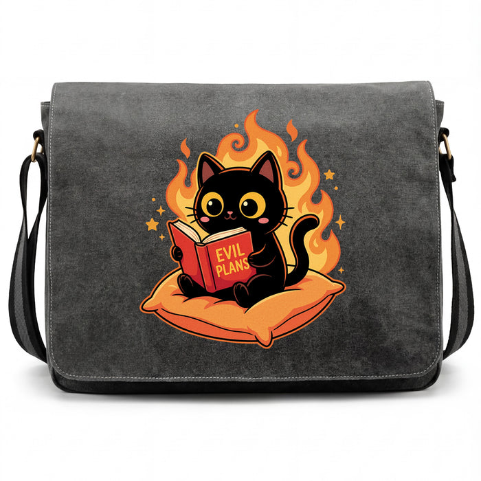 Zwarte Kat Leest "Evil Plans" - Boze Plannen met Stijl - Hoofdweergave Tas