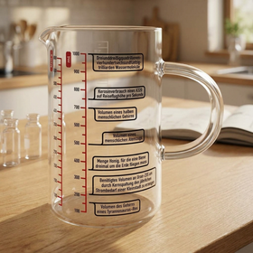 Taza medidora de ciencia de vidrio
