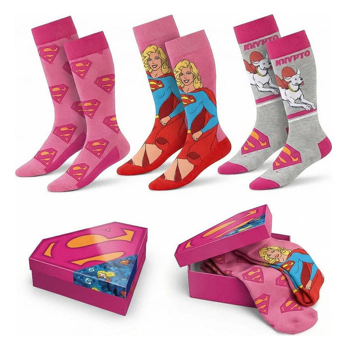 DC Comics Socks Supergirl and Krypto 3 Pack