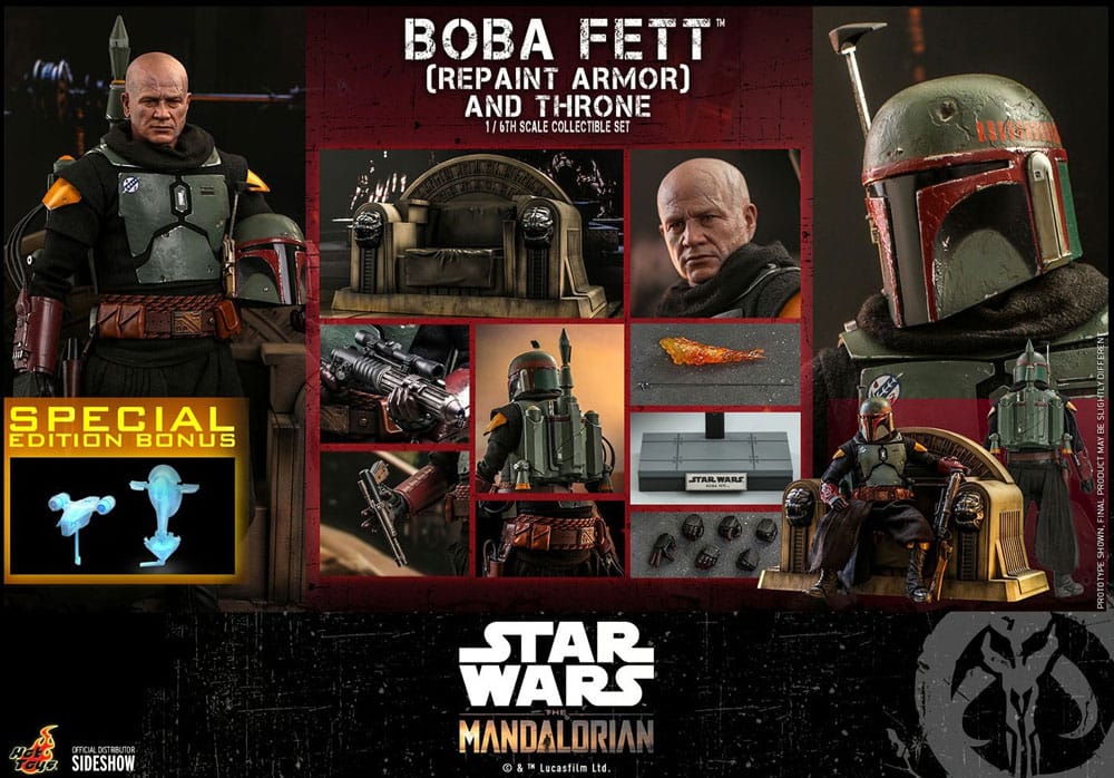 Action figure Star Wars The Mandalorian Boba Fett con Trono 1:6 Special Edition