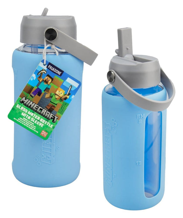 Minecraft Glas-Trinkflasche mit Schutzhülle